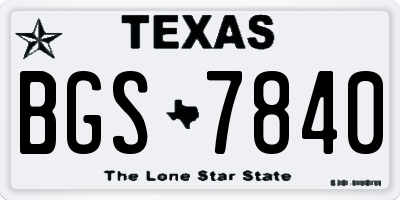 TX license plate BGS7840