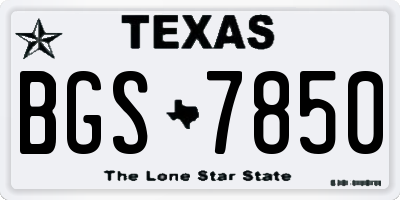 TX license plate BGS7850