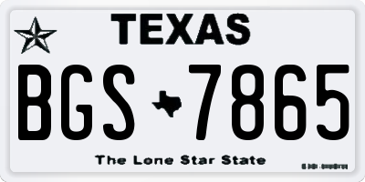 TX license plate BGS7865