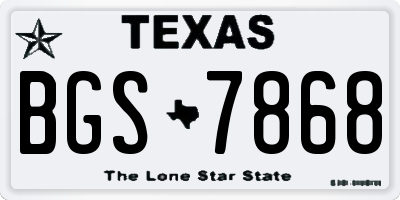 TX license plate BGS7868