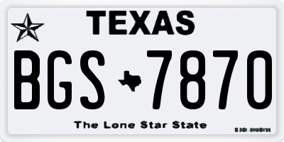 TX license plate BGS7870