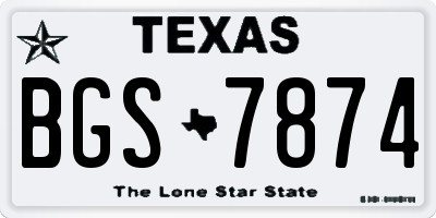TX license plate BGS7874