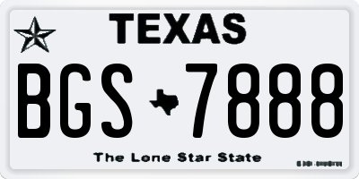 TX license plate BGS7888