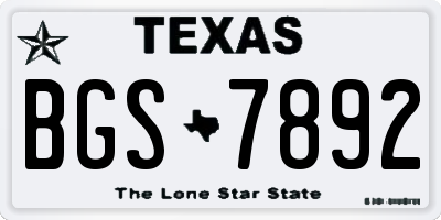 TX license plate BGS7892