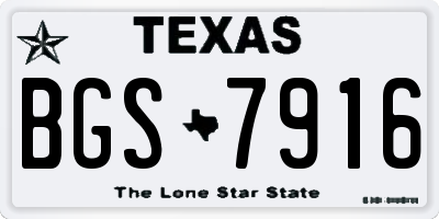 TX license plate BGS7916