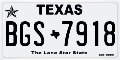 TX license plate BGS7918