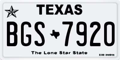TX license plate BGS7920