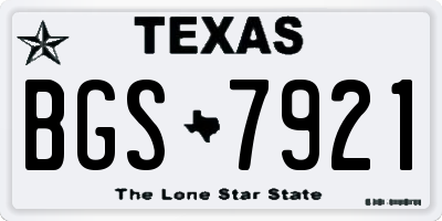 TX license plate BGS7921