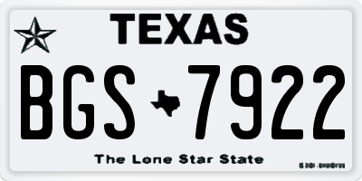 TX license plate BGS7922