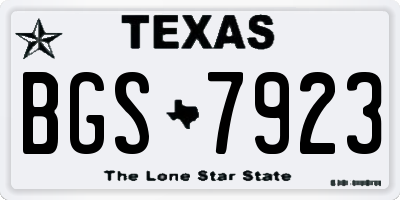 TX license plate BGS7923