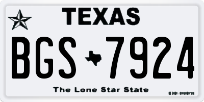TX license plate BGS7924