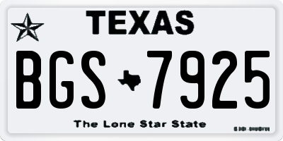 TX license plate BGS7925