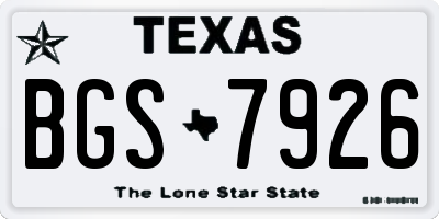 TX license plate BGS7926