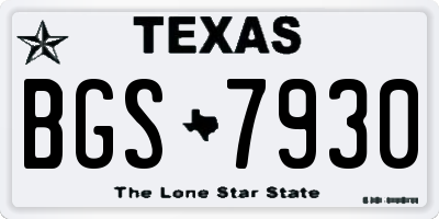 TX license plate BGS7930
