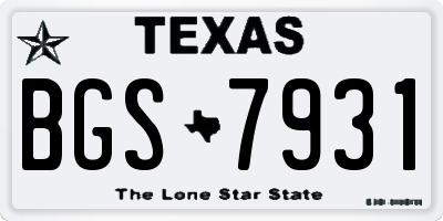 TX license plate BGS7931