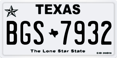 TX license plate BGS7932