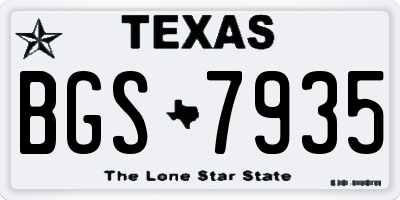 TX license plate BGS7935