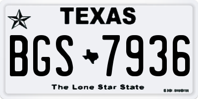 TX license plate BGS7936