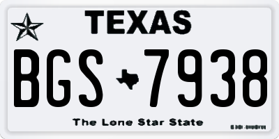 TX license plate BGS7938