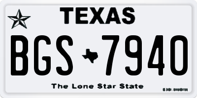 TX license plate BGS7940
