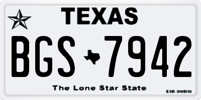 TX license plate BGS7942