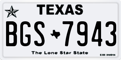 TX license plate BGS7943