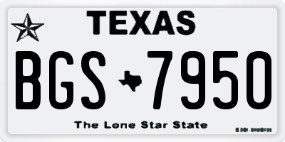 TX license plate BGS7950