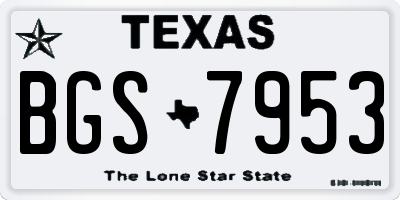 TX license plate BGS7953