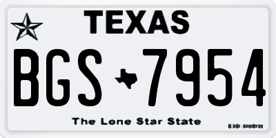 TX license plate BGS7954