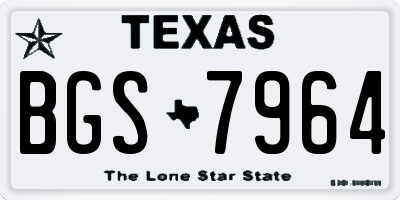 TX license plate BGS7964