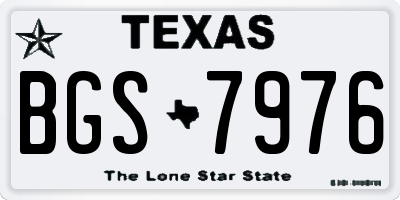 TX license plate BGS7976