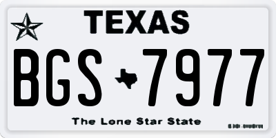 TX license plate BGS7977