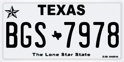 TX license plate BGS7978