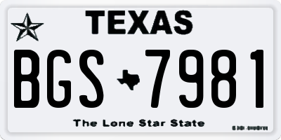 TX license plate BGS7981