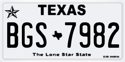 TX license plate BGS7982