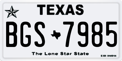 TX license plate BGS7985