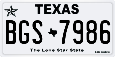 TX license plate BGS7986