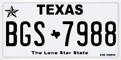 TX license plate BGS7988