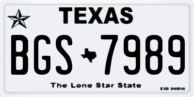 TX license plate BGS7989