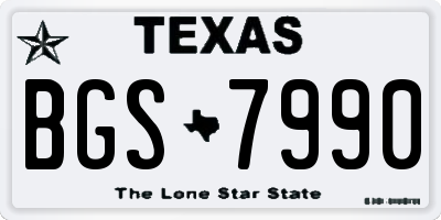 TX license plate BGS7990