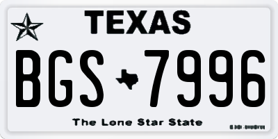 TX license plate BGS7996