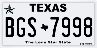TX license plate BGS7998