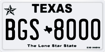 TX license plate BGS8000
