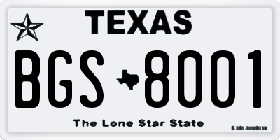 TX license plate BGS8001