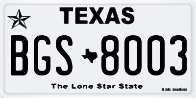 TX license plate BGS8003
