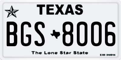 TX license plate BGS8006