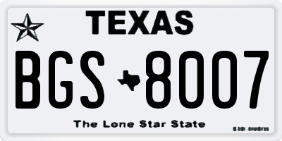 TX license plate BGS8007