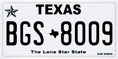 TX license plate BGS8009