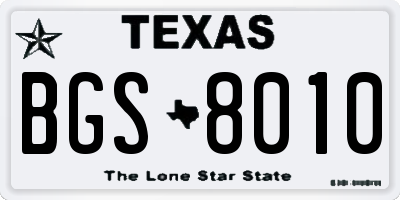 TX license plate BGS8010
