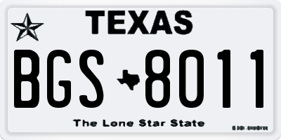 TX license plate BGS8011